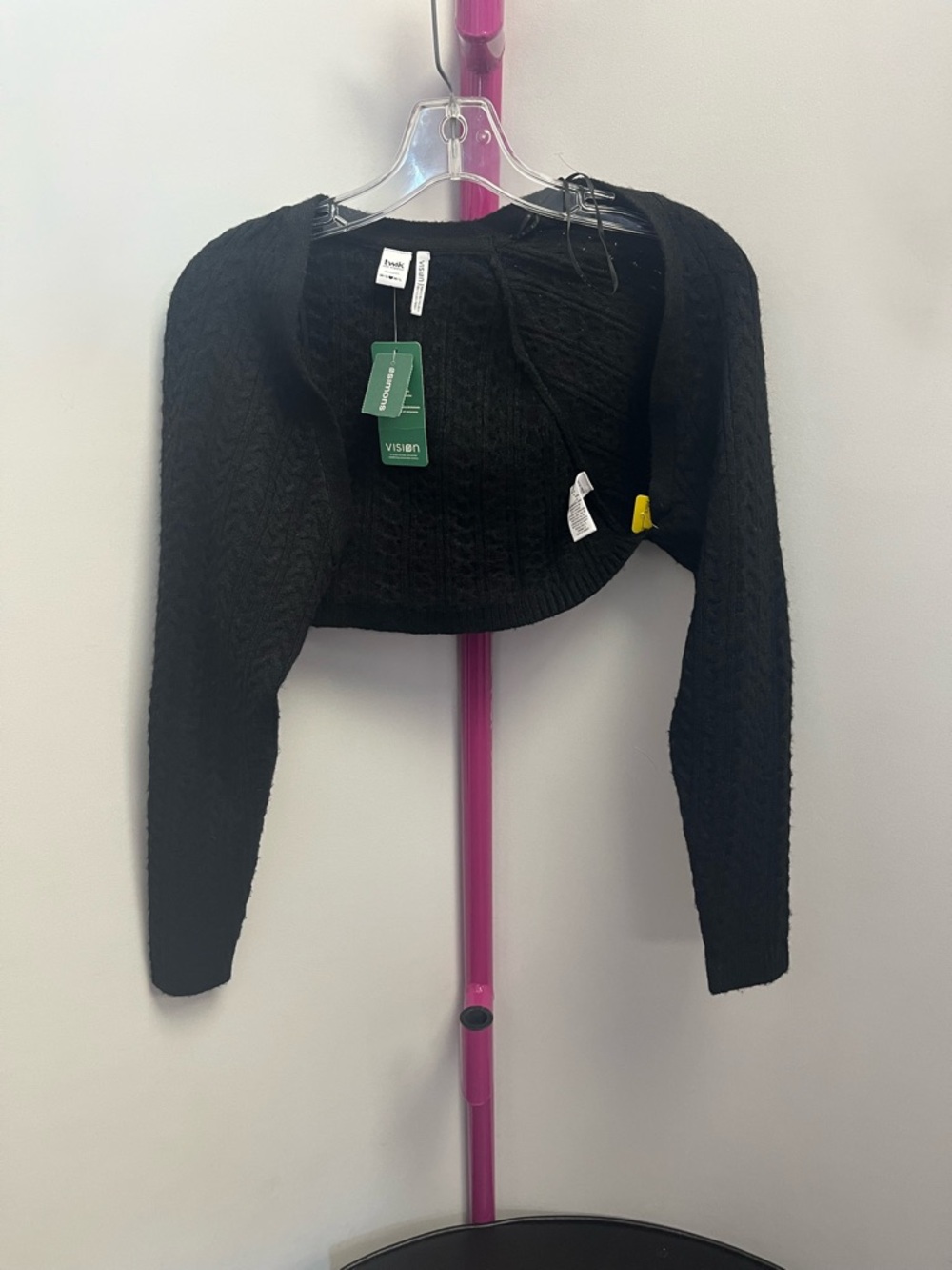 Simons Black Cropped Cable Knit Shrug